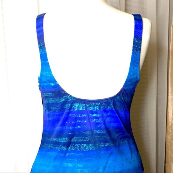 Longitude NEW 2-piece Swim Suit Tankini Blue Shimmer 14 - Picture 3 of 16